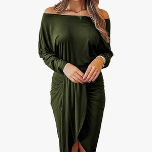 Elegant Off-Shoulder Green Dress